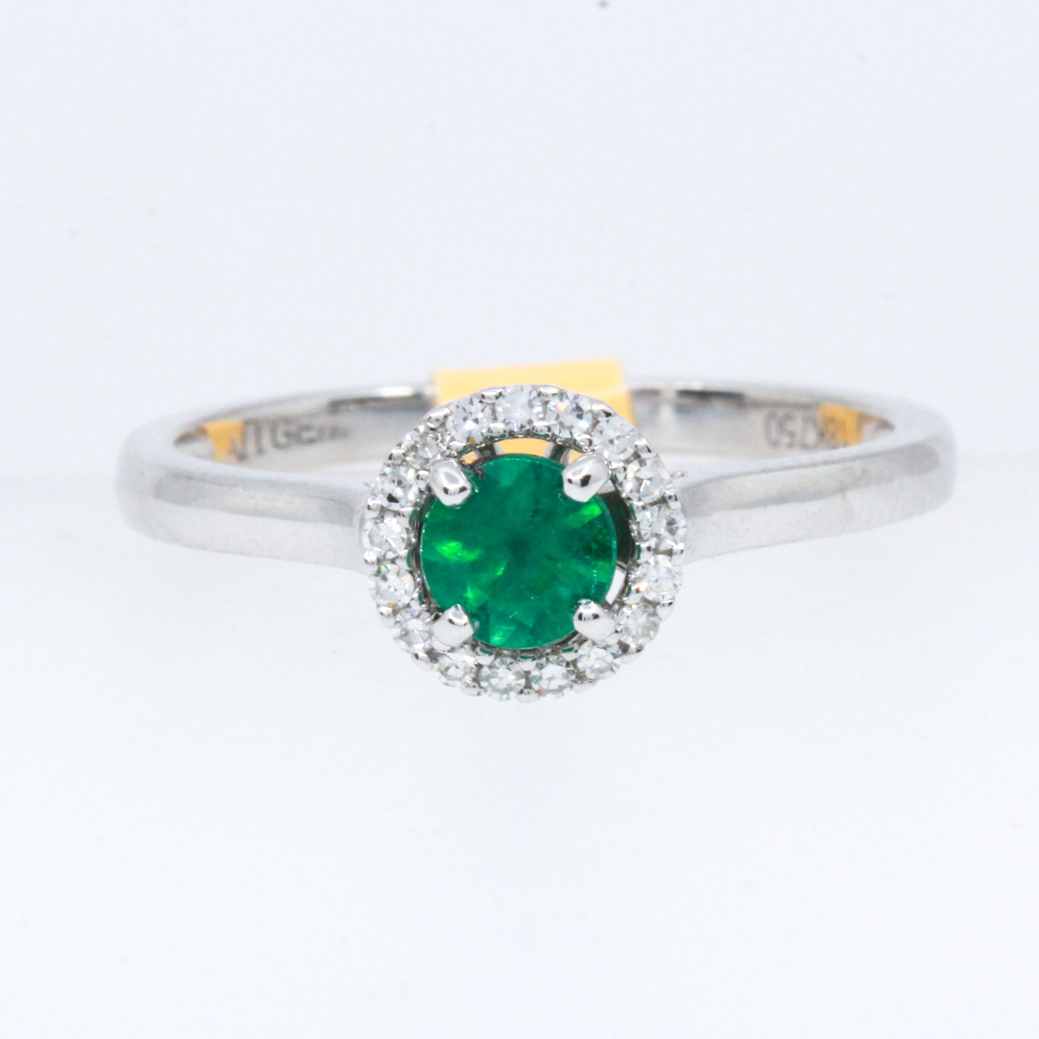 Emerald & Diamond Ring - 10K White Gold, 6x4mm Natural Emerald, 6 Genuine Diamonds, AA+ Quality - View #9