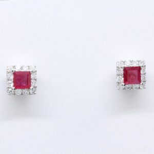 18ct White Gold Ruby and Diamond Earrings