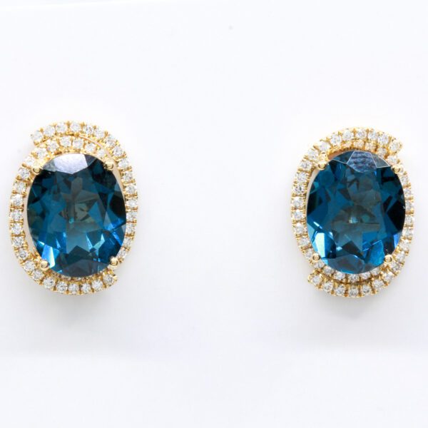 9ct Yellow Gold London Blue Topaz Hook Earrings main image 0