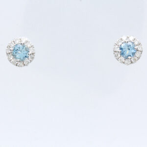 18ct White Gold Aquamarine and Diamond Earrings