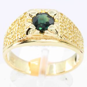 18ct Yellow Gold Gents Green Australian Sapphire Ring