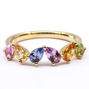 18ct Yellow Gold Multi-Coloured Sapphires Ring