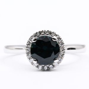 18ct White Gold Australian Teal Sapphire & Diamond Ring