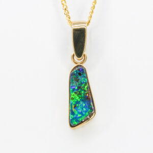 18ct Yellow Gold Free-Form Queensland Boulder Opal Pendant