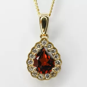 18ct Yellow Gold Garnet and Diamond Pendant