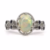 18ct White Gold Solid White Opal, Sapphire and Diamond Ring - Thumbnail Image 1