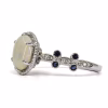 18ct White Gold Solid White Opal, Sapphire and Diamond Ring - Thumbnail Image 3