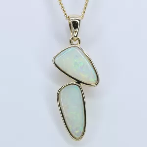 14ct Yellow Gold Solid White Opal Pendant