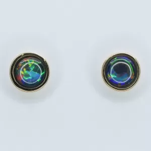 14ct Yellow Gold Opal Triplet Earrings