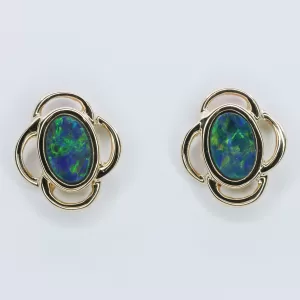 14ct Yellow Gold Opal Doublet Earrings