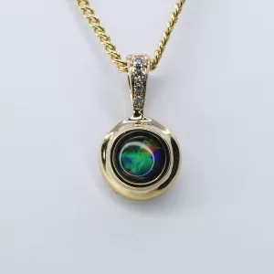 14ct Yellow Gold Opal Triplet and Diamond Pendant