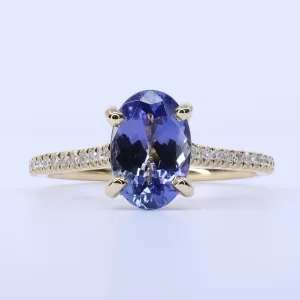 18ct Yellow Gold Tanzanite and Diamond Ring