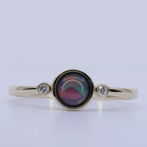 14ct Yellow Gold Opal Triplet and Diamond Ring