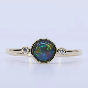 14ct Yellow Gold Opal Triplet and Diamond Ring