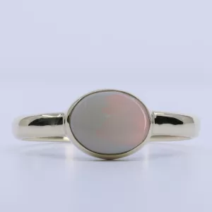 9ct Yellow Gold Solid White Opal Ring