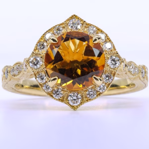 18ct Yellow Gold Citrine and Diamond Ring