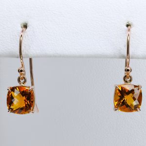 9ct Rose Gold Citrine Drop Earrings