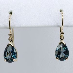 9ct Yellow Gold London Blue Topaz Drop Earrings