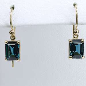 9ct Yellow Gold London Blue Topaz Drop Earrings