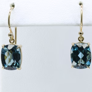 9ct Yellow Gold London Blue Topaz Drop Earrings