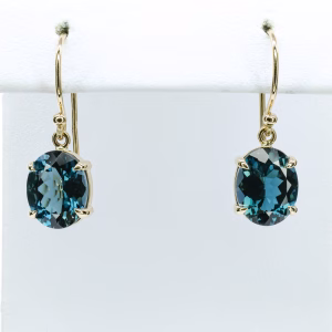 9ct Yellow Gold London Blue Topaz Drop Earrings