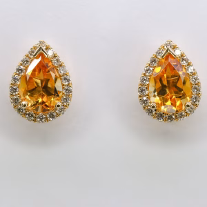 18ct Yellow Gold Citrine and Diamond Earrings