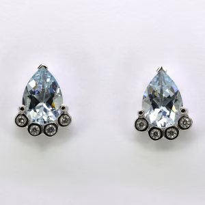 9ct White Gold Aquamarine and Diamond Earrings
