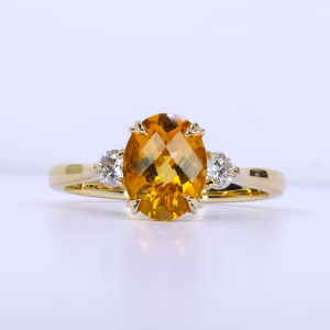 18ct Yellow Gold Citrine and Diamond Ring