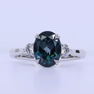 18ct White Gold London Blue Topaz and Diamond Ring