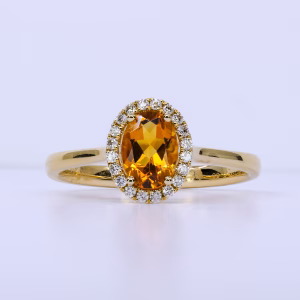18ct Yellow Gold Citrine and Diamond Ring