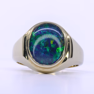 9ct Yellow Gold Gents Opal Triplet Ring