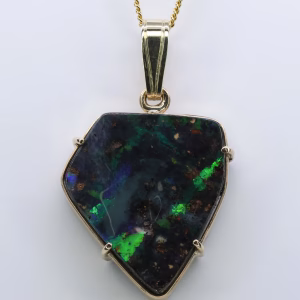 9ct Yellow Gold Free-Form Queensland Boulder Opal Pendant