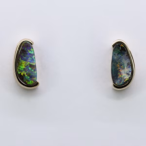 14ct Yellow Gold Queensland Boulder Opal Earrings