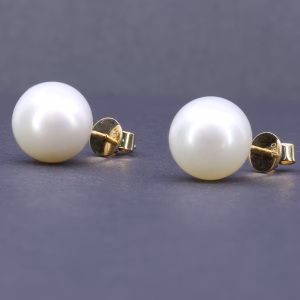 18ct Yellow Gold White South Sea Pearl Earrings