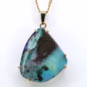 9ct Yellow Gold Queensland Boulder Opal Pendant