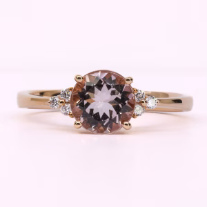 18ct Rose Gold Morganite and Diamond Ring