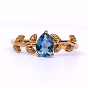 18ct Rose Gold London Blue Topaz and Diamond Ring