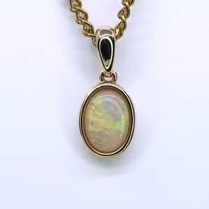 14ct Yellow Gold Solid White Opal Pendant