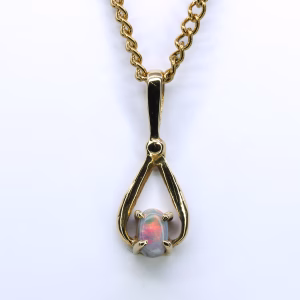 18ct Yellow Gold Solid Grey Opal Pendant