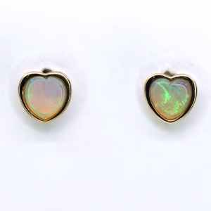 14ct Yellow Gold Solid Crystal Opal Earrings