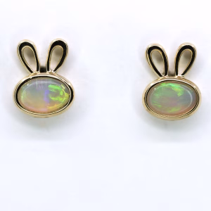 9ct Yellow Gold Solid Crystal Opal Earrings