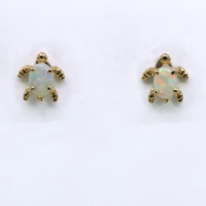 9ct Yellow Gold Solid Crystal Opal Earrings