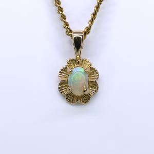 18ct Yellow Gold Solid White Opal Pendant