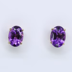 18ct Yellow Gold Amethyst Earrings