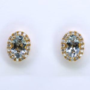 18ct Yellow Gold Aquamarine and Diamond Earrings