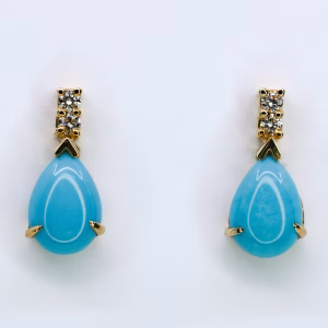 18ct Yellow Gold Turquoise and Diamond Earrings