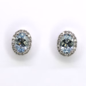 18ct White Gold Aquamarine and Diamond Earrings