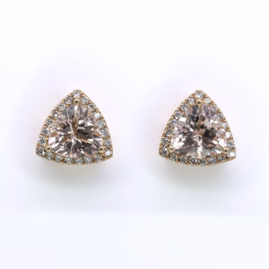 18ct Yellow Gold Morganite and Diamond Earrings