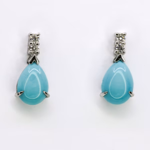 18ct White Gold Turquoise and Diamond Earrings