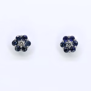 18ct White Gold Sapphire and Diamond Earrings